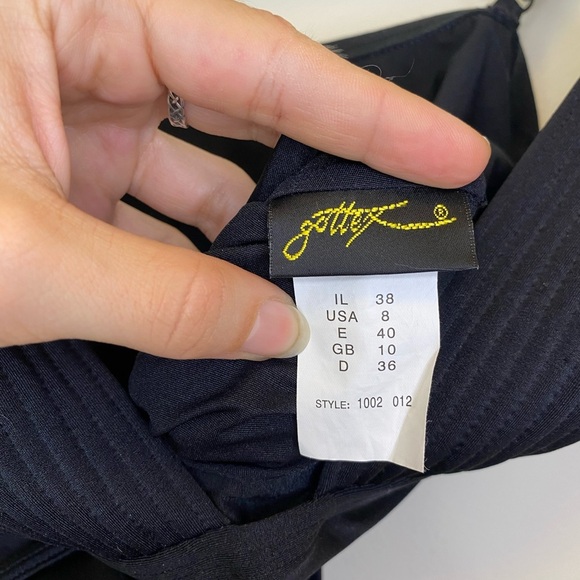 GOTTEX Textured Triangle Bra One Piece Swimsuit Adjustable Straps Black Sz 8 Med - Picture 10 of 11